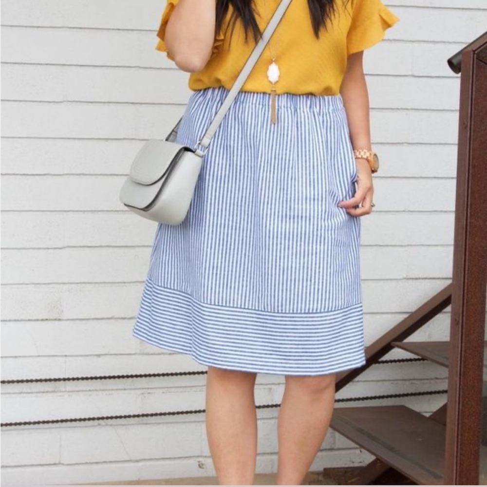 J. Crew Blue and White Striped Skirt
